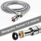 Mangueira Chuveiro 1,5m Aço Inox SAE 304 + Suporte | Hydro Shower Jet
