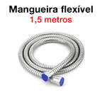 Mangueira Chuveiro 1,5m Aço Inox SAE 304 + Suporte | Hydro Shower Jet