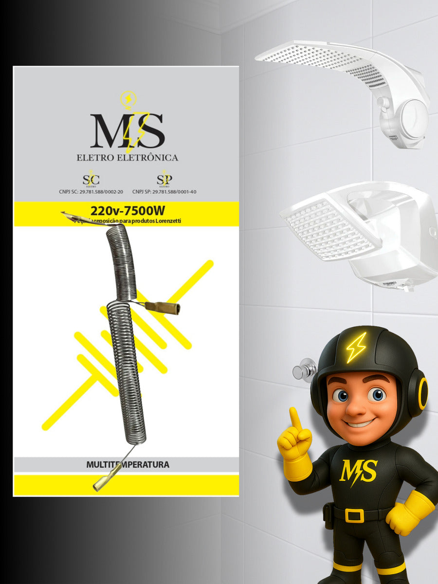 Resistência Para Lorenzetti Ducha Futura 220v 7500w Ms Eletro Eletrônica