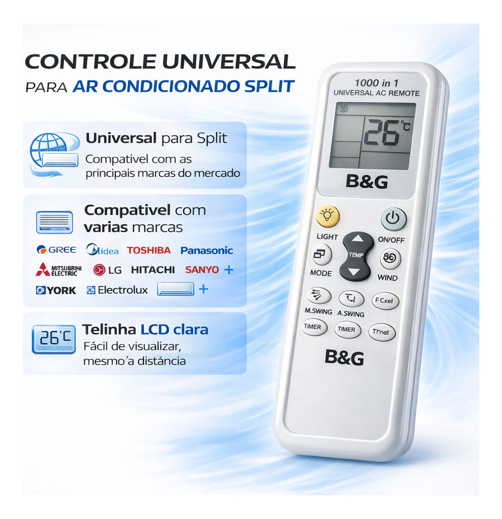 Controle Remoto Universal Para Ar Condicionado Tipo Split