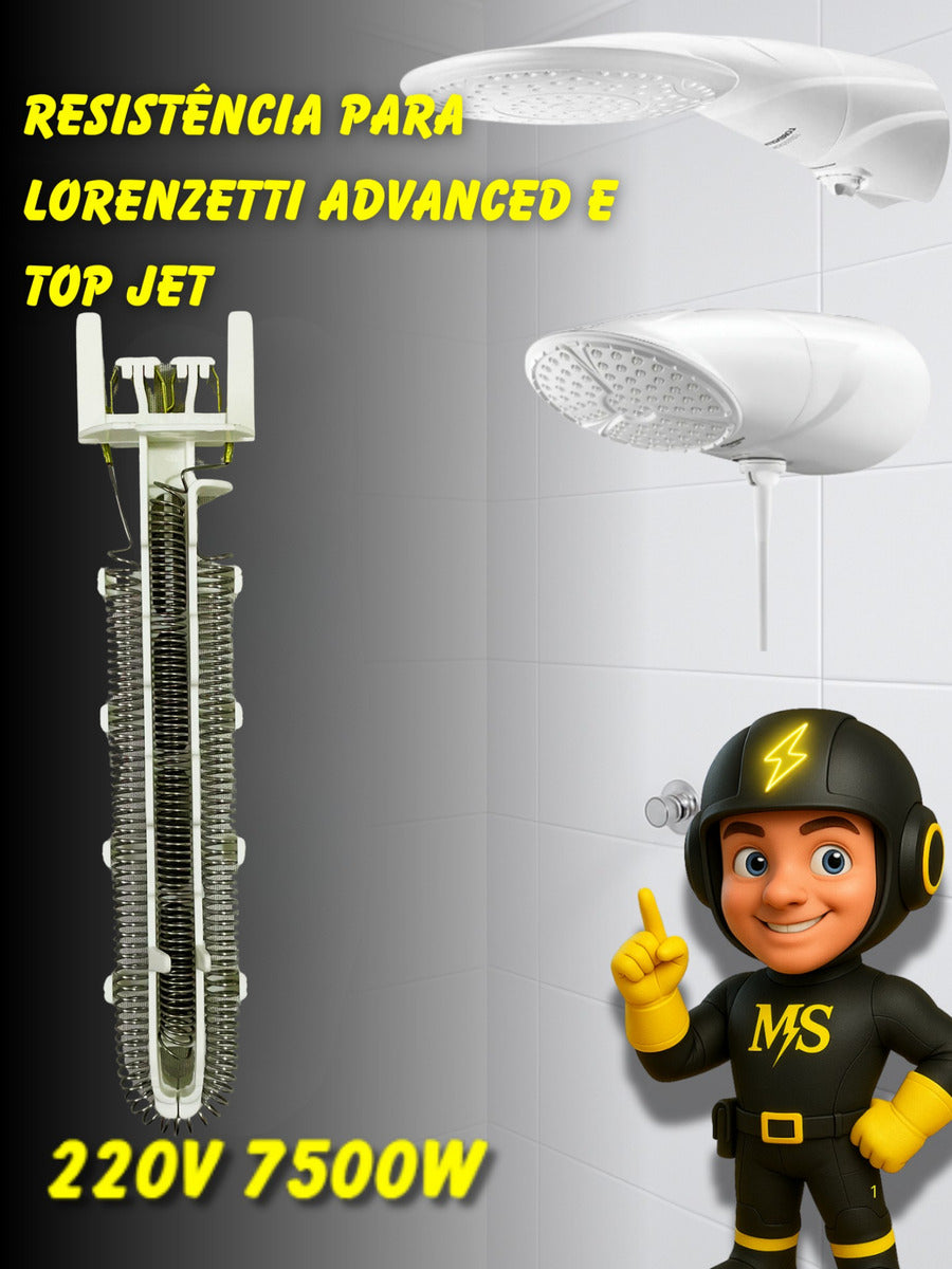 Resistencia Para Lorenzetti Ducha Advanced Top Jet Multitemperatura 220v 7500w Ms Eletro Eletrônica
