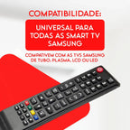 Controle Remoto Universal Compatível TV Samsung Smart Hub Alta Qualidade Pronto Para Uso Alcance Longo Resistente Durável Ideal Para Smart TV Led Lcd Plasma Funções Completo