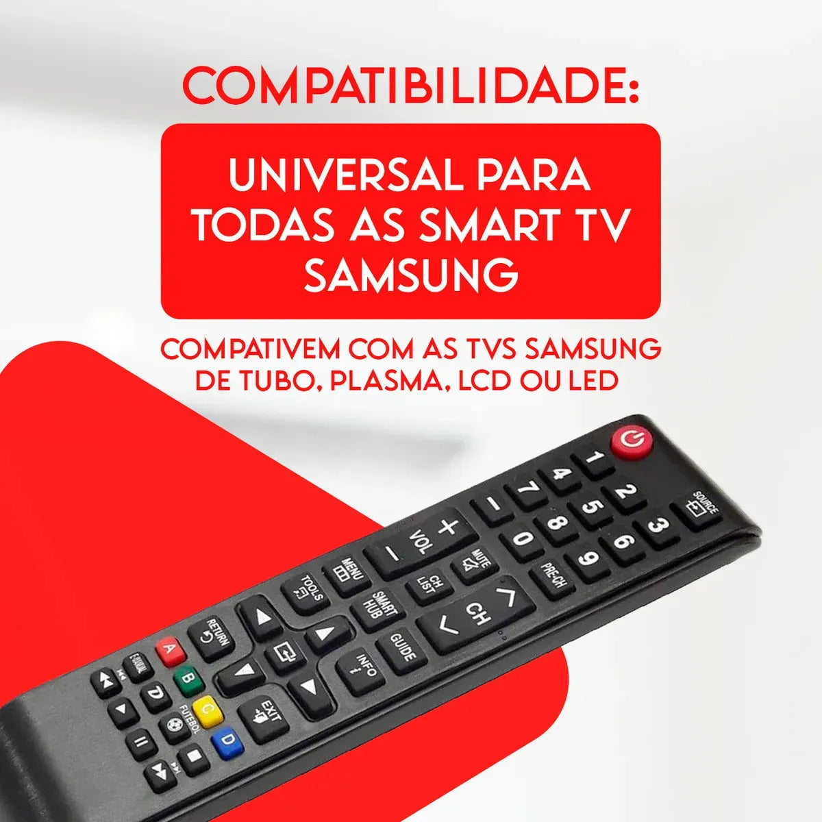 Controle Remoto Universal Compatível TV Samsung Smart Hub Alta Qualidade Pronto Para Uso Alcance Longo Resistente Durável Ideal Para Smart TV Led Lcd Plasma Funções Completo