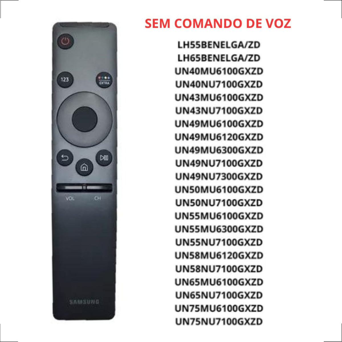 Controle Original Samsung Smart Tv 4k Sem Comando De Voz Preto
