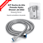Mangueira Chuveiro 1,5m Aço Inox SAE 304 + Suporte | Hydro Shower Jet