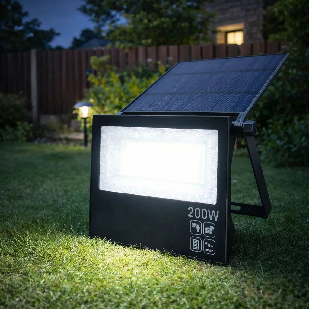Refletor LED Solar 200W 300W IP67 Placa Ajustável