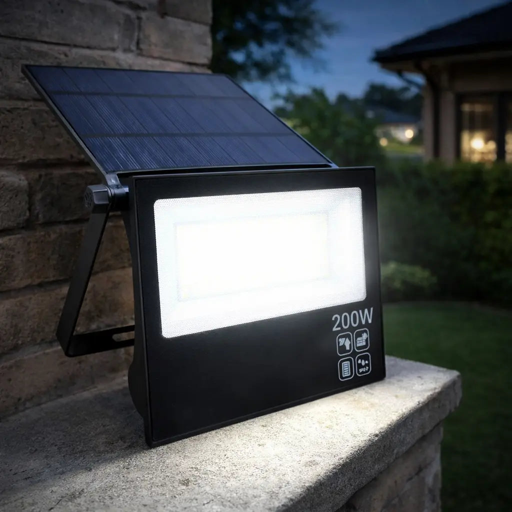 Refletor LED Solar 200W 300W IP67 Placa Ajustável