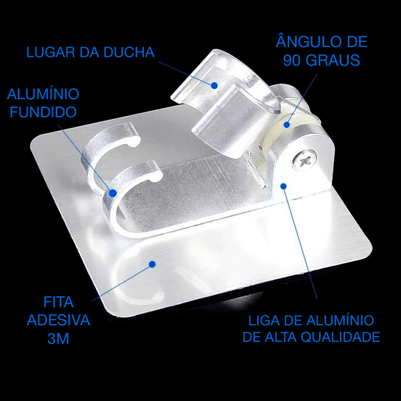 Mangueira Chuveiro 1,5m Aço Inox SAE 304 + Suporte | Hydro Shower Jet